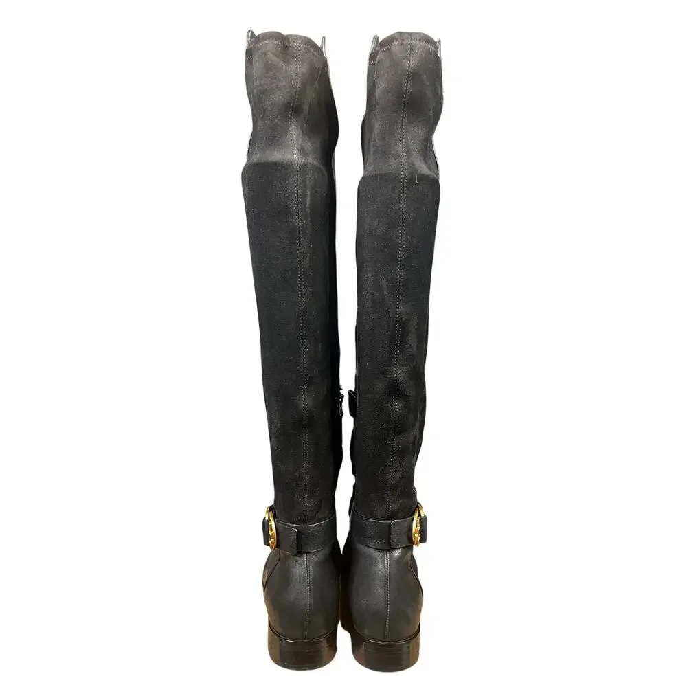 Tory Burch Women’s Marsden Black Leather Stretch Riding Boot Size US 6.5